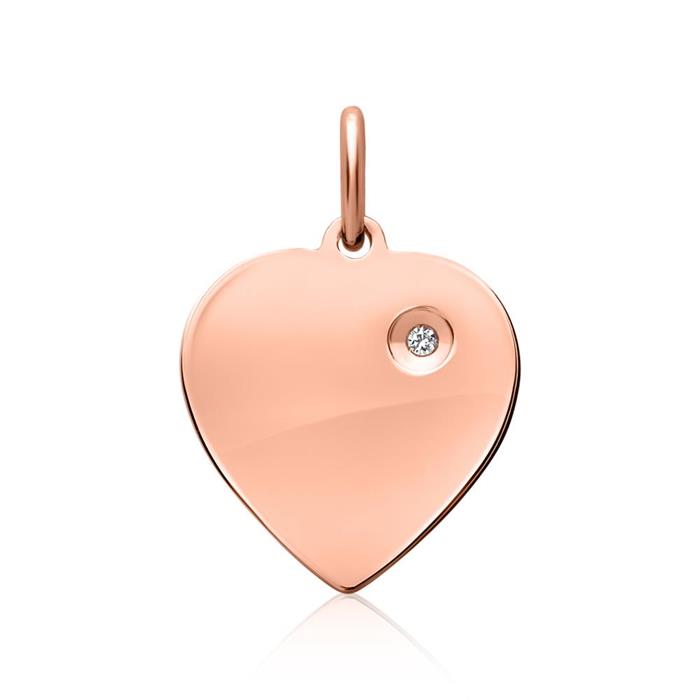 Sterling Silver Pendant Pink Heart Zirconia