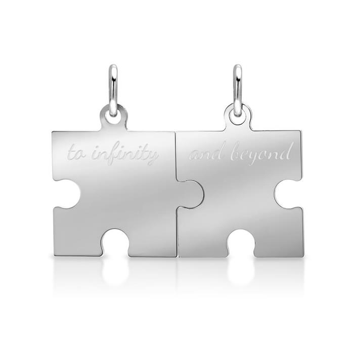Sterling silver partner pendant puzzle piece polished