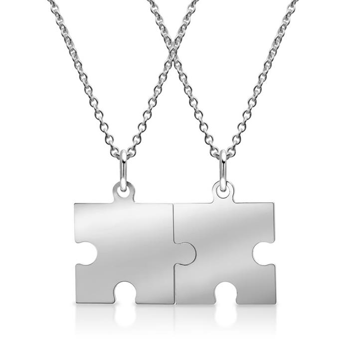 925 zilveren ketting met puzzel hanger