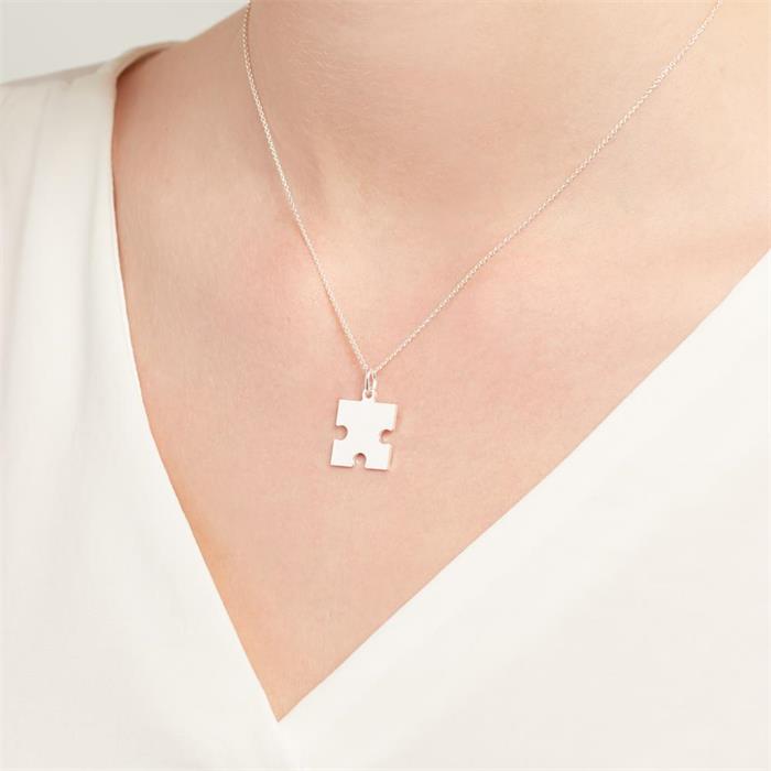 Sterling silver partner pendant puzzle piece polished