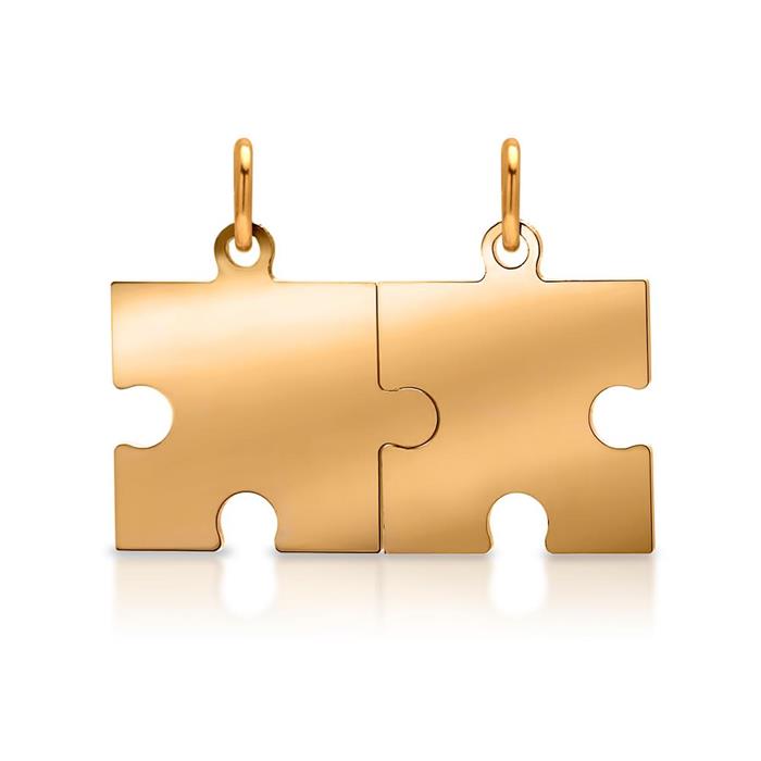 Verguld zilveren ketting met puzzelhanger