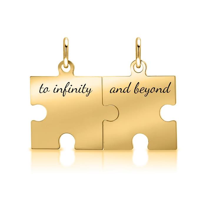 Gold plated silver partner pendant puzzle piece