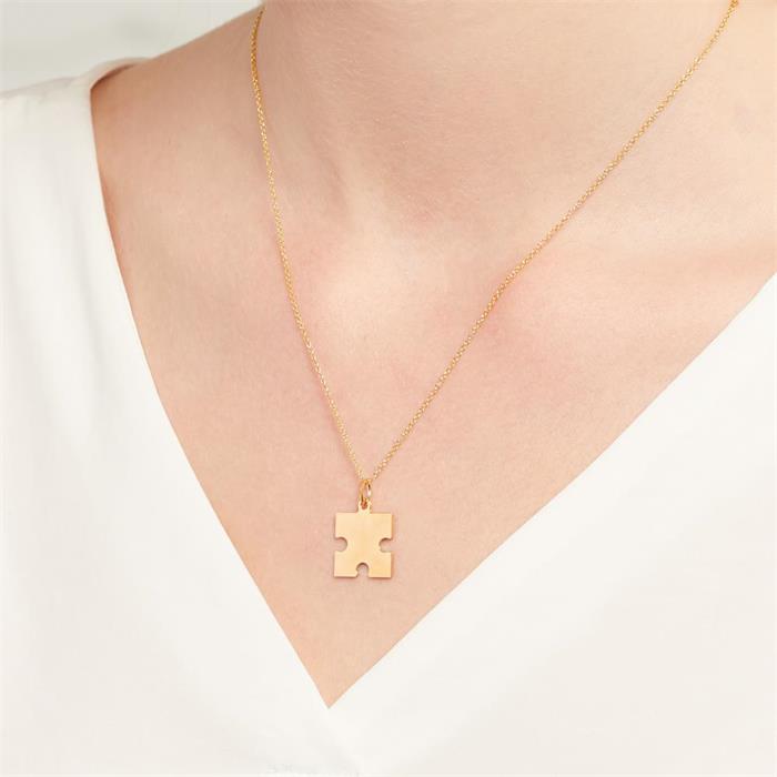 Verguld zilveren ketting met puzzelhanger