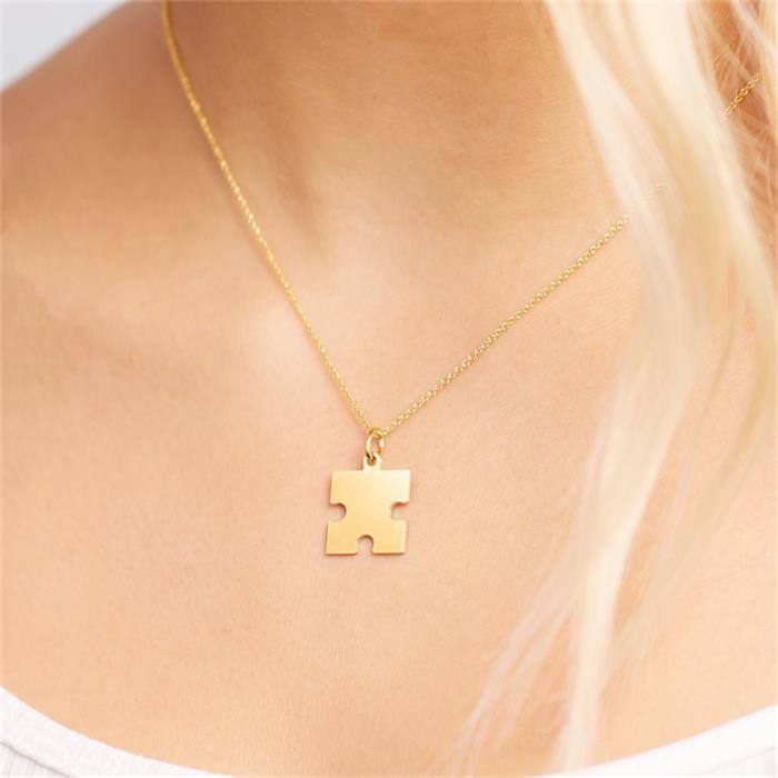 Gold plated silver partner pendant puzzle piece
