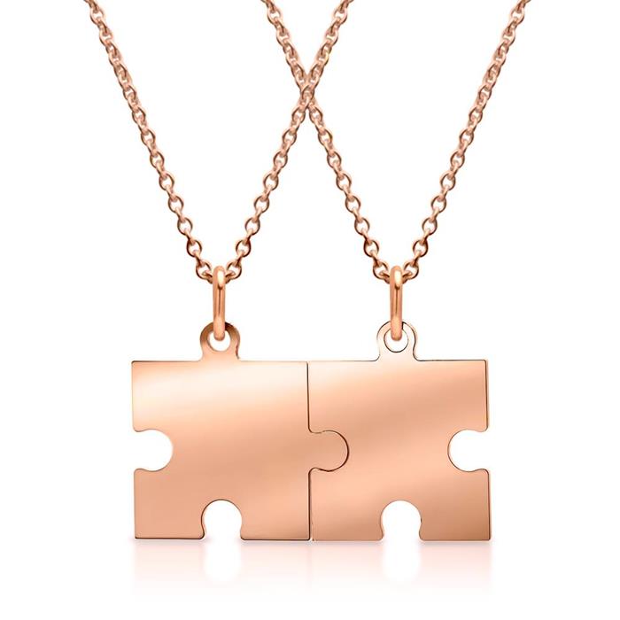Rose gold plated sterling pendant puzzle piece