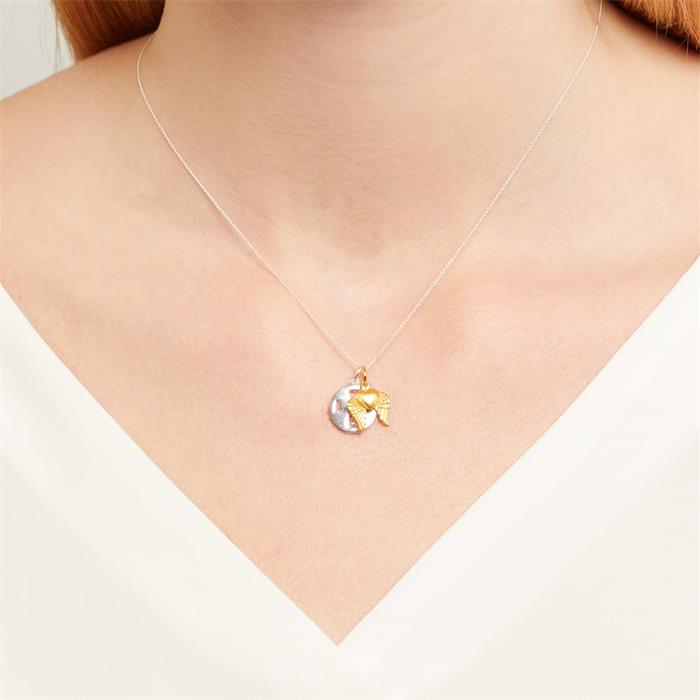 Silver necklace including 2-piece pendant set