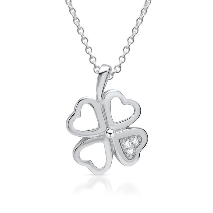 Sterling Silver Necklace With Pendant Cloverleaf