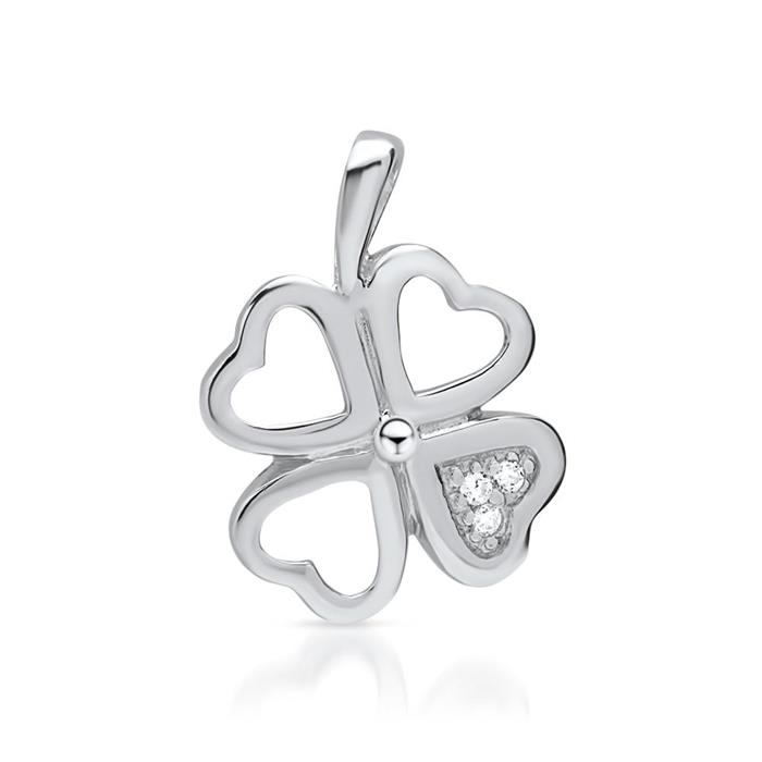 Sterling silver necklace with pendant cloverleaf