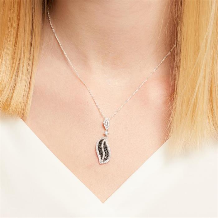Silver necklace incl. pendant with zirconia trimming