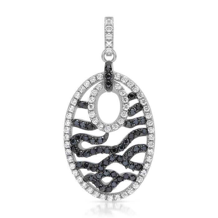 Oval pendant silver with zirconia-pavee
