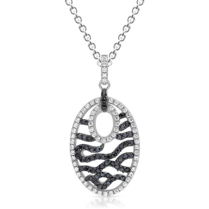 Oval pendant silver with zirconia-pavee