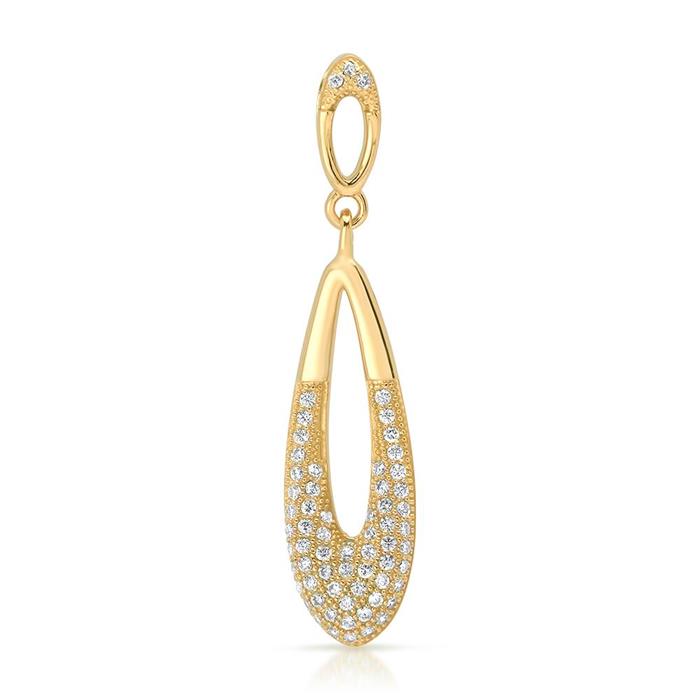 Gold plated silver pendant with white stones