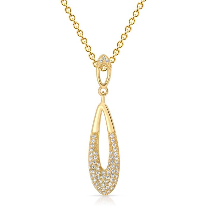 Gold plated silver pendant with white stones