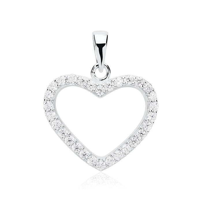 Sterling silver heart pendant with stones