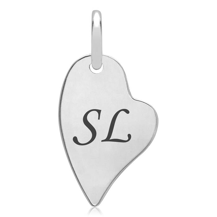 Pendant two heart halves sterling silver