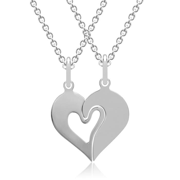 Necklaces including heart pendant cut-out silver