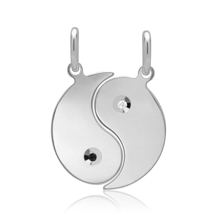 Colgante redondo yin yang circonita plata 925