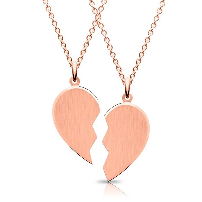 Necklace with heart pendant engravable rose