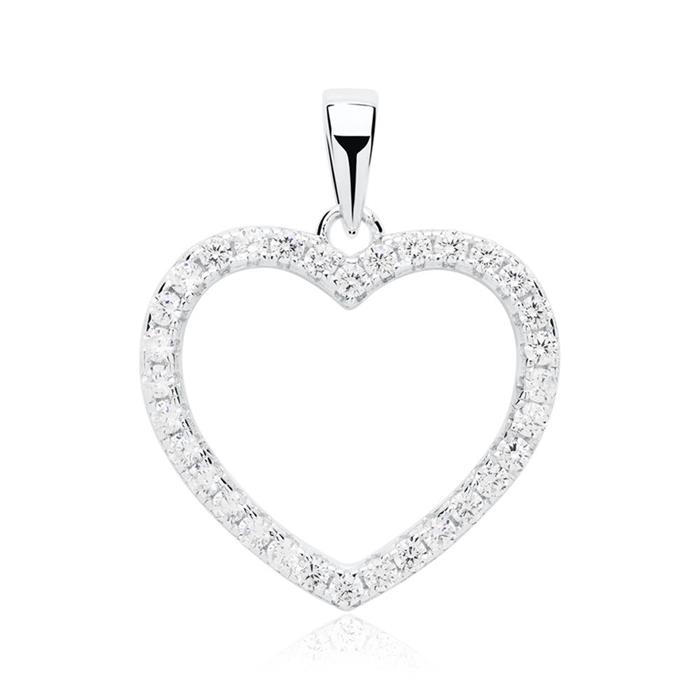 Sterling sterling silver necklace zirconia heart