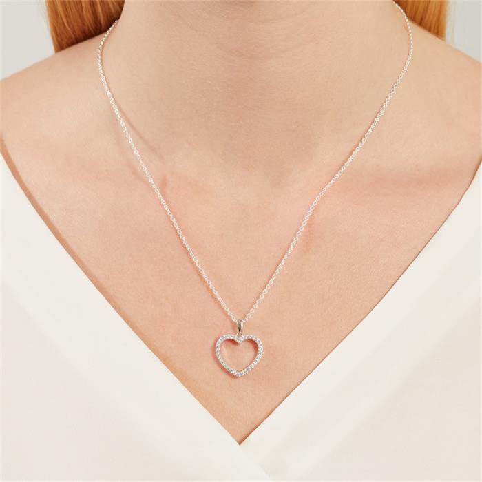 Sterling sterling silver necklace zirconia heart