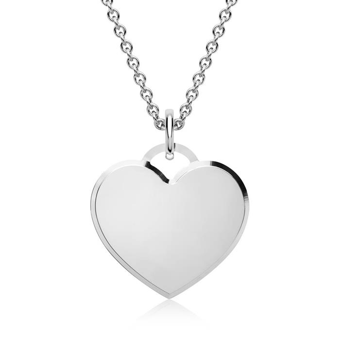 Noble silver heart shaped pendant with chain