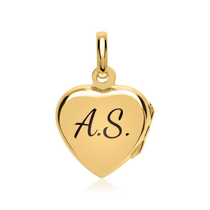 Gold plated heart locket with decorations
