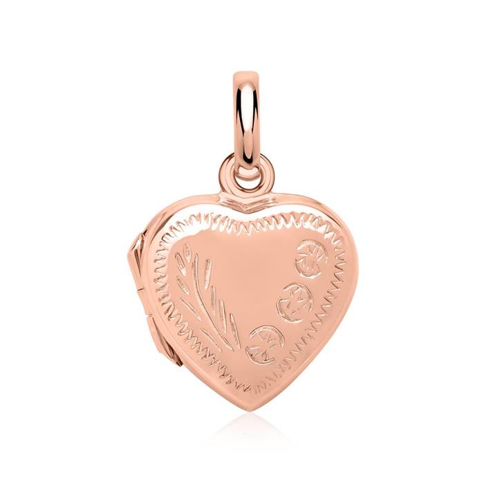Heart Locket Decoration Sterling Silver Pink Gold
