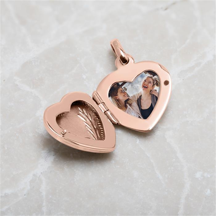 Heart locket decoration sterling silver pink gold