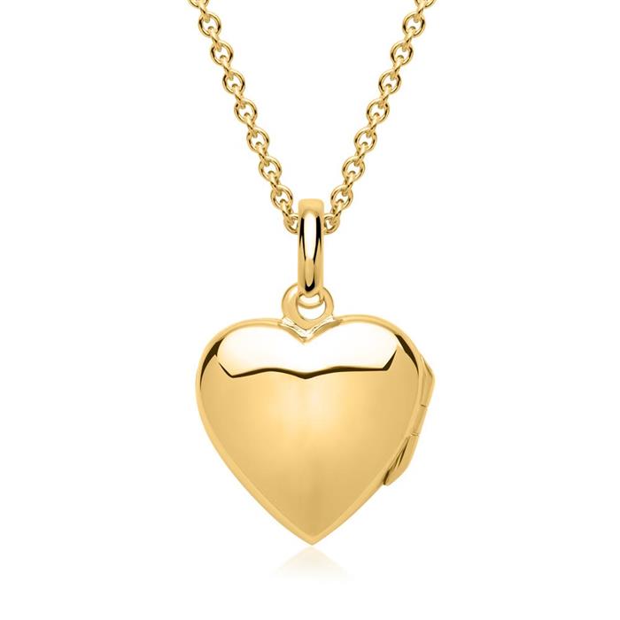 925 plata corazón locket engravable chapado en oro
