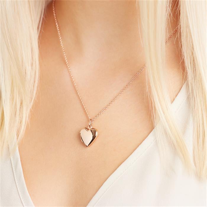 Sterling sterling silver necklace heart locket rose gold plated