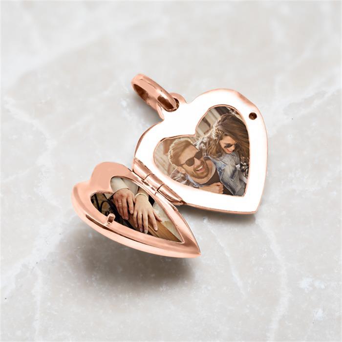 Heart locket engravable rose gold plated