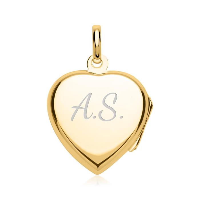 Heart locket blue stone gold plated engravable