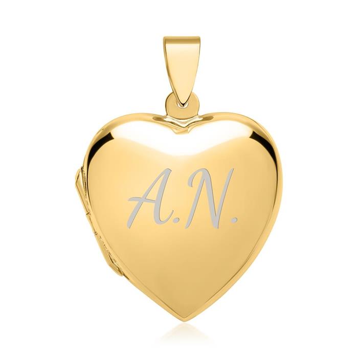 Necklace large heart locket gold plated