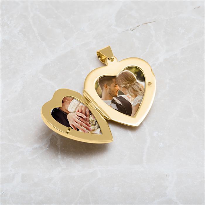 Necklace large heart locket gold plated