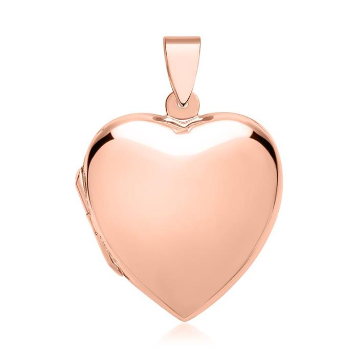 Necklace Large Heart Locket Gold Plated Rose