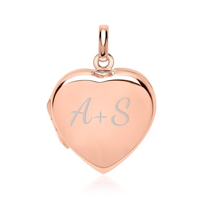 Polished heart locket rose gold plated