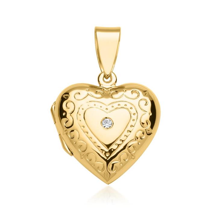 Gold plated heart locket decorated