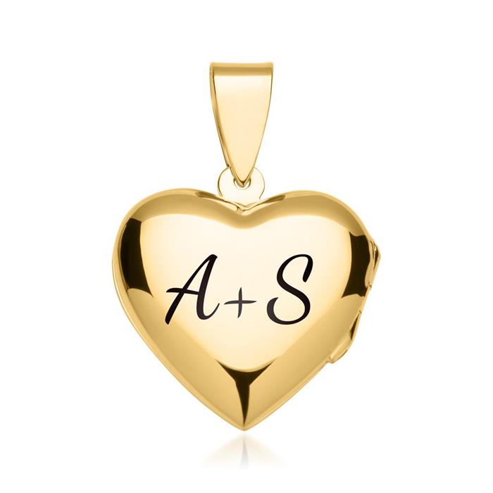 Gold plated heart locket decorated