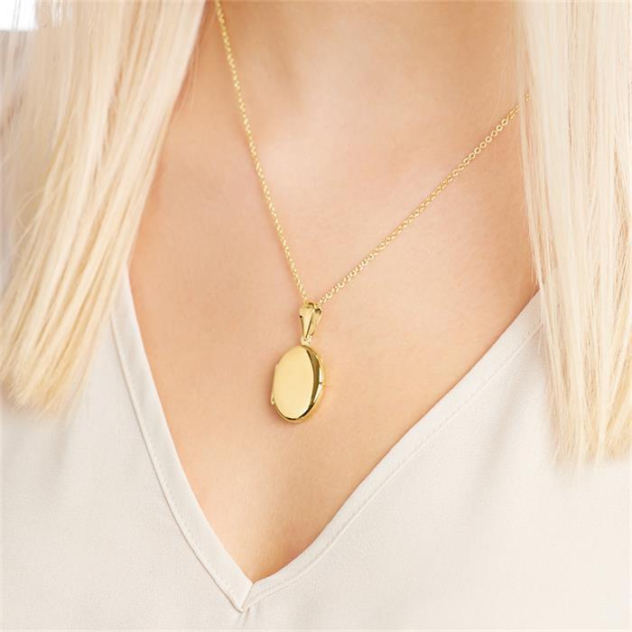 Necklace with Oval locket silver gold plated