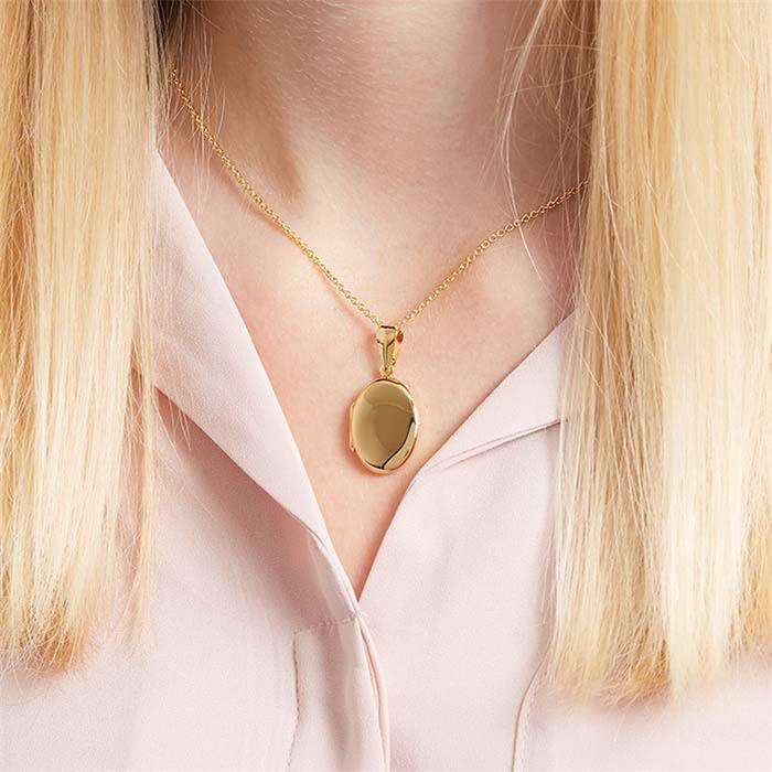 Necklace with Oval locket silver gold plated