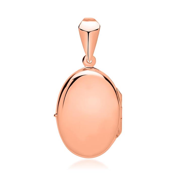 Relicario oval chapado en oro rosa pulido