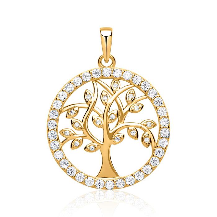 Gold plated tree of life pendant silver