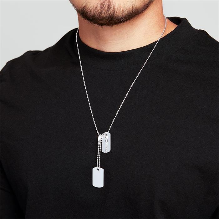 Gravierbare Kette mit Dog-Tag aus 925er Silber