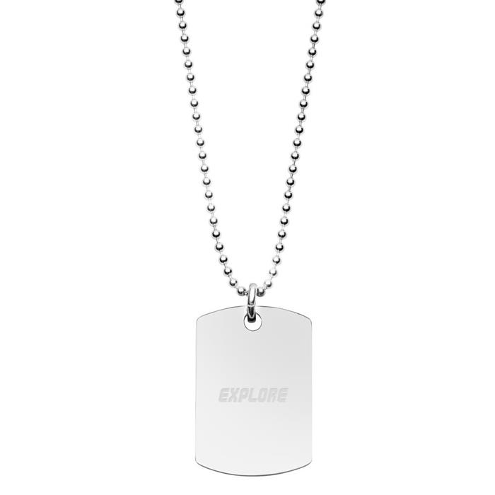 Dog-tag engravable with chain sterling silver