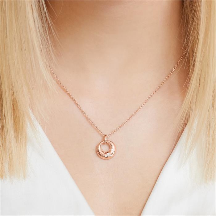 Pendant sterling silver rose gold plated with zirconia