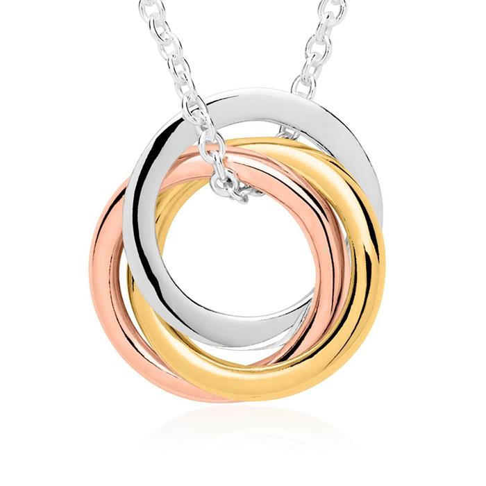 Pendant sterling silver glossy tricolor