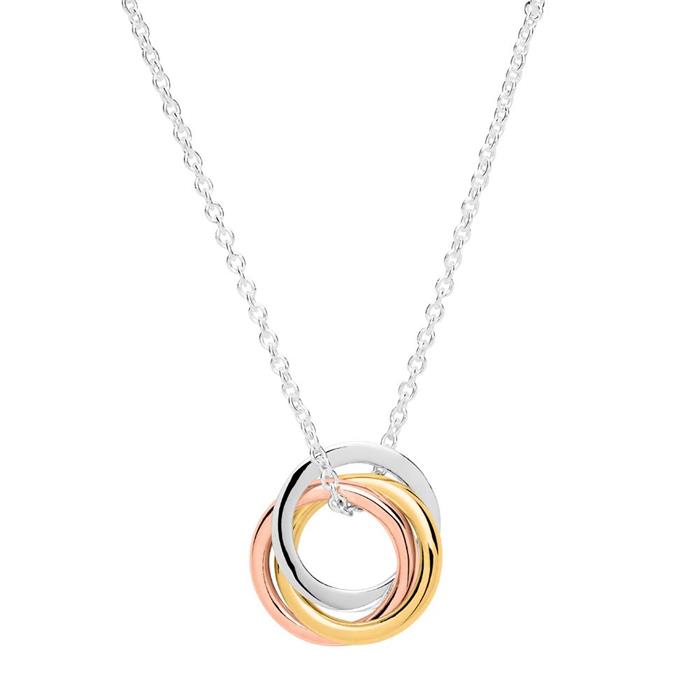 Necklace pendant sterling silver high polished tricolor