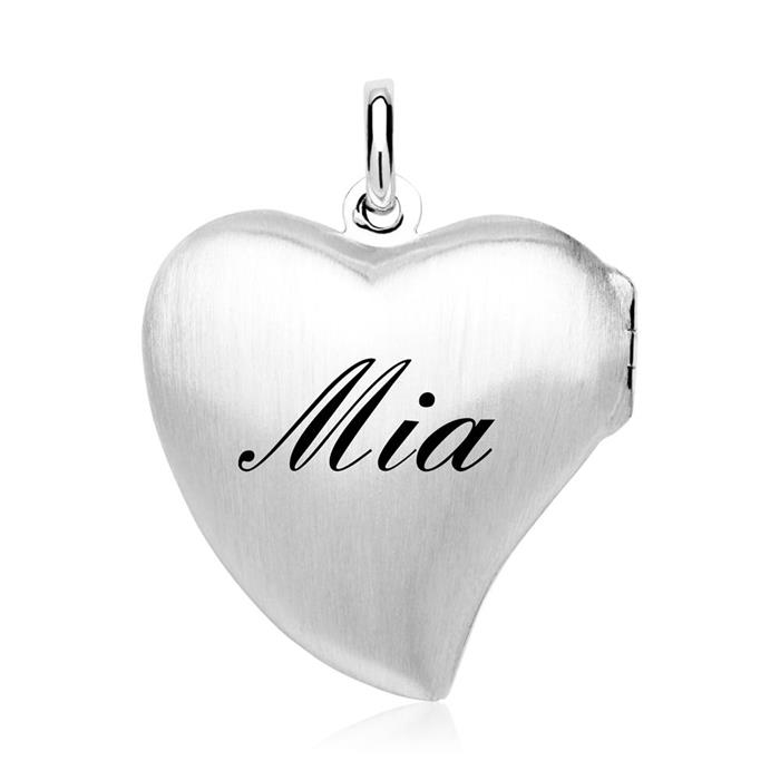 Locket heart engravable and chain sterling silver