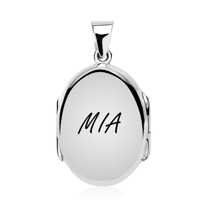 Sterling silver engraving locket with zirconia