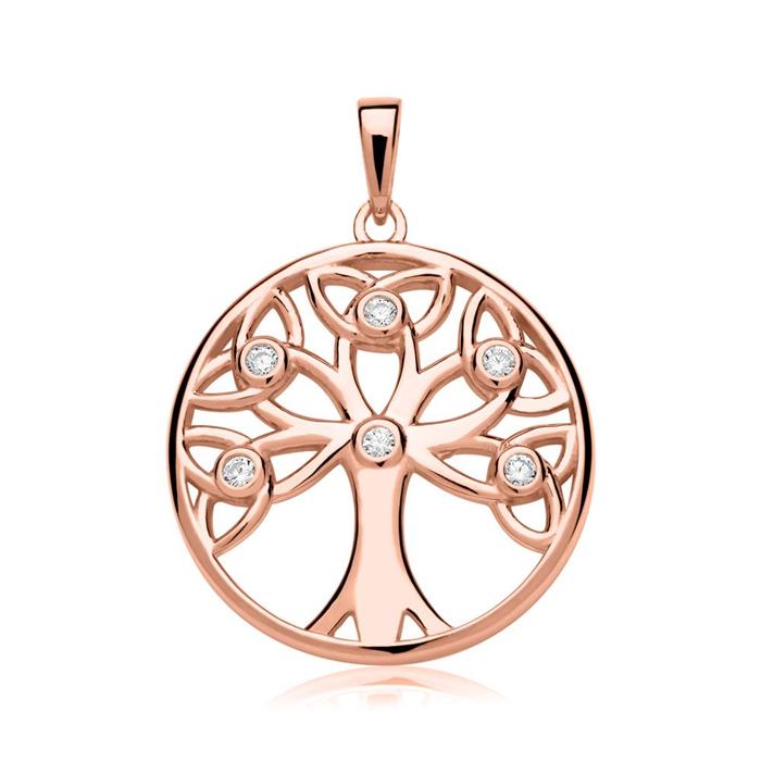 Tree of life pendant necklace sterling silver rose